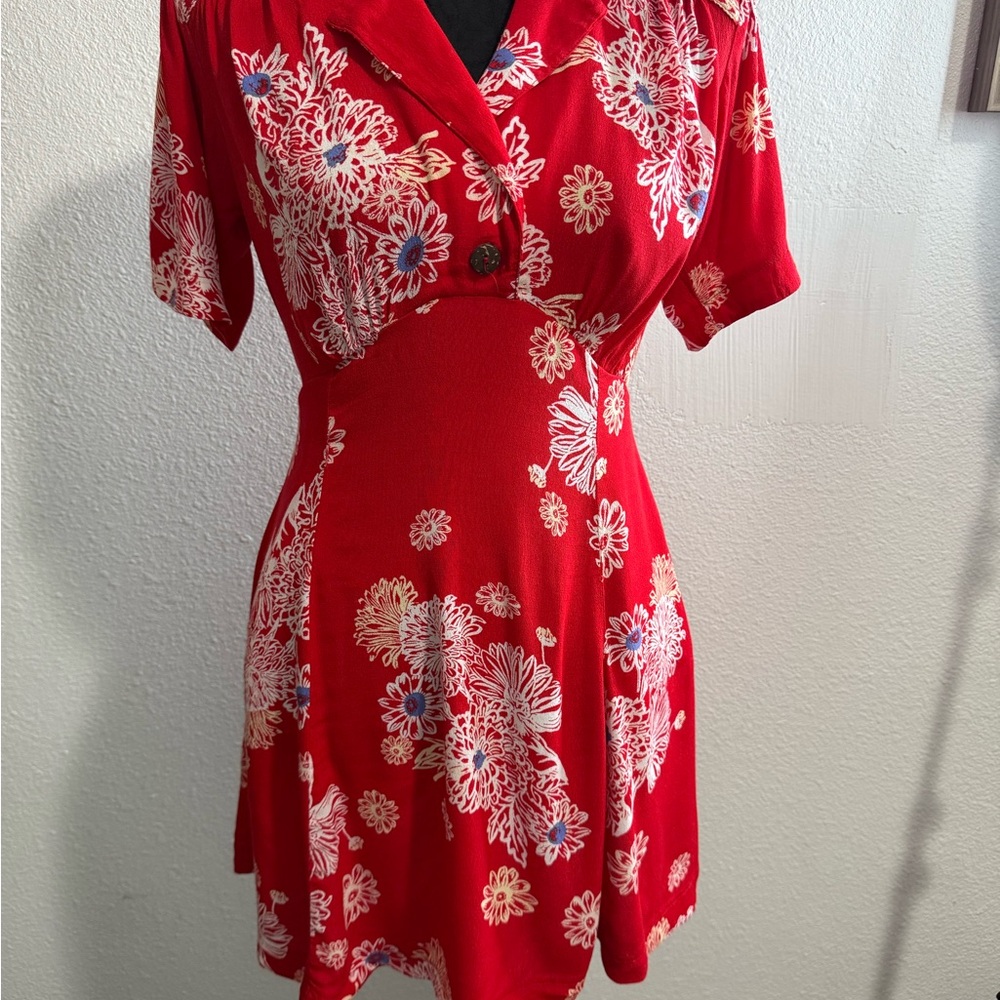 Free People Red Floral Mini Dress